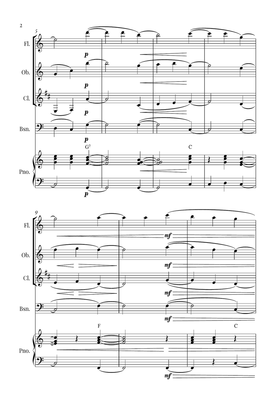 Silent Night Woodwind Quartet scores gallery preview page 2