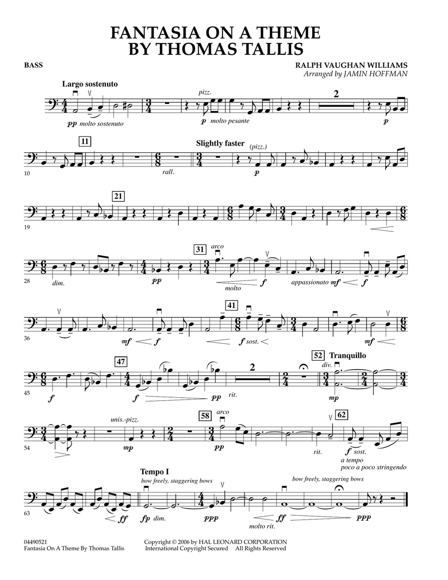 Fantasia on a Theme by Thomas Tallis - Bass Orchestra scores gallery preview page 1