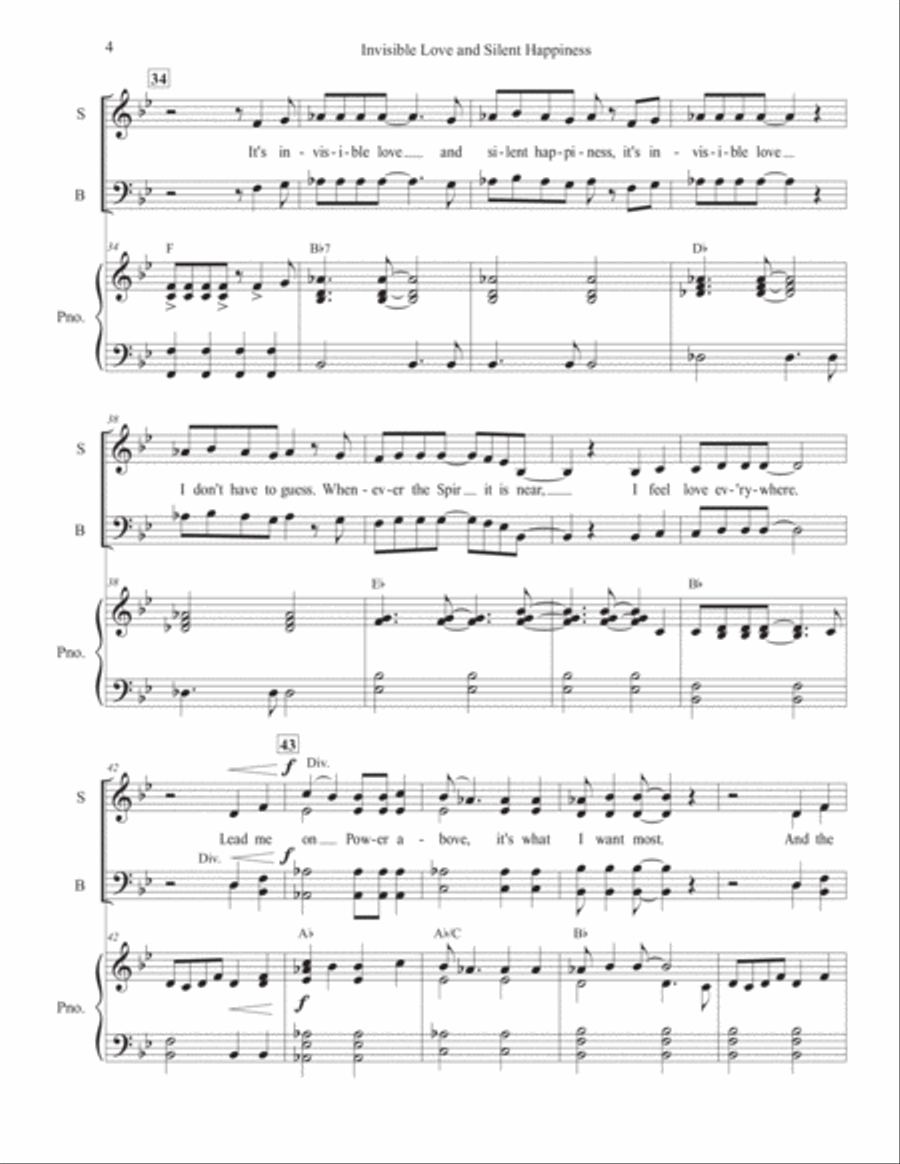 Invisible Love and Silent Happiness (SATB) Joy of Spirit - Song for All Choirs 4-Part scores gallery preview page 4