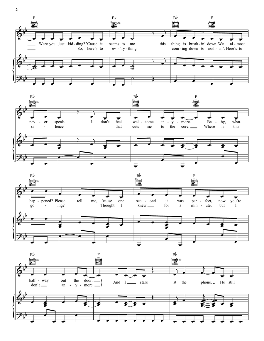 Forever & Always Piano, Vocal, Guitar scores gallery preview page 2