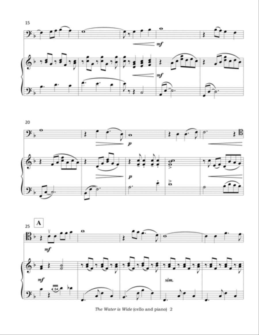 The Water is Wide (for cello and piano) Piano scores gallery preview page 3