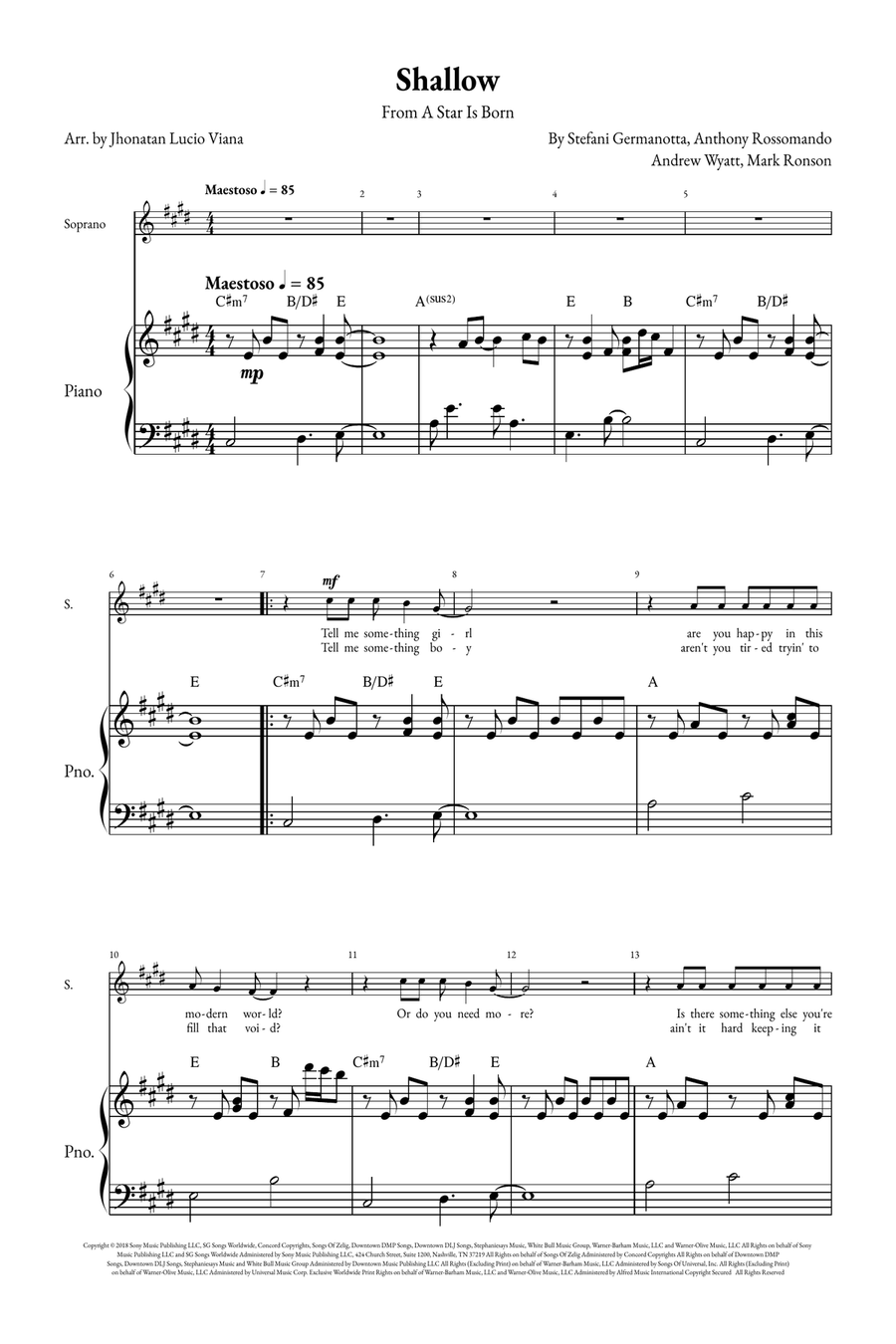 Shallow A Cappella scores gallery preview page 1