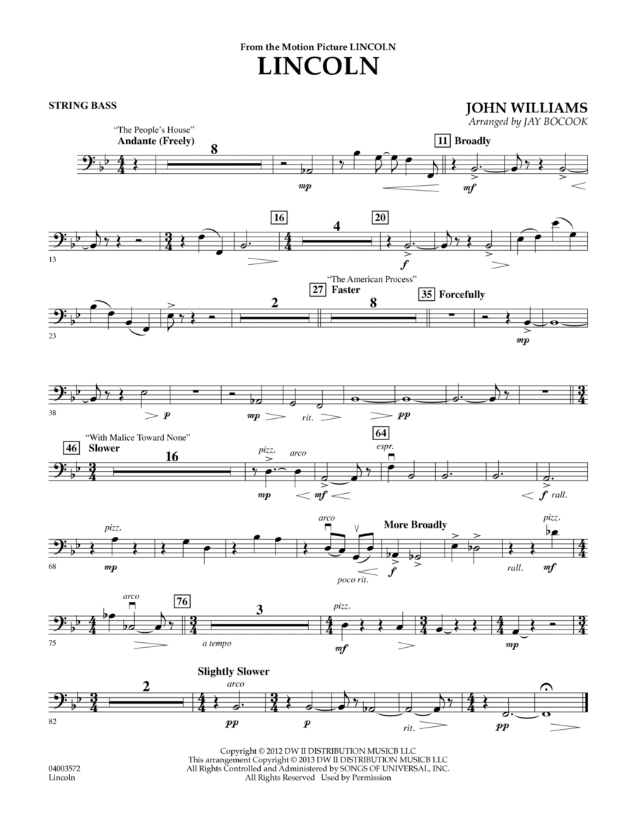 Lincoln - String Bass Concert Band scores gallery preview page 1