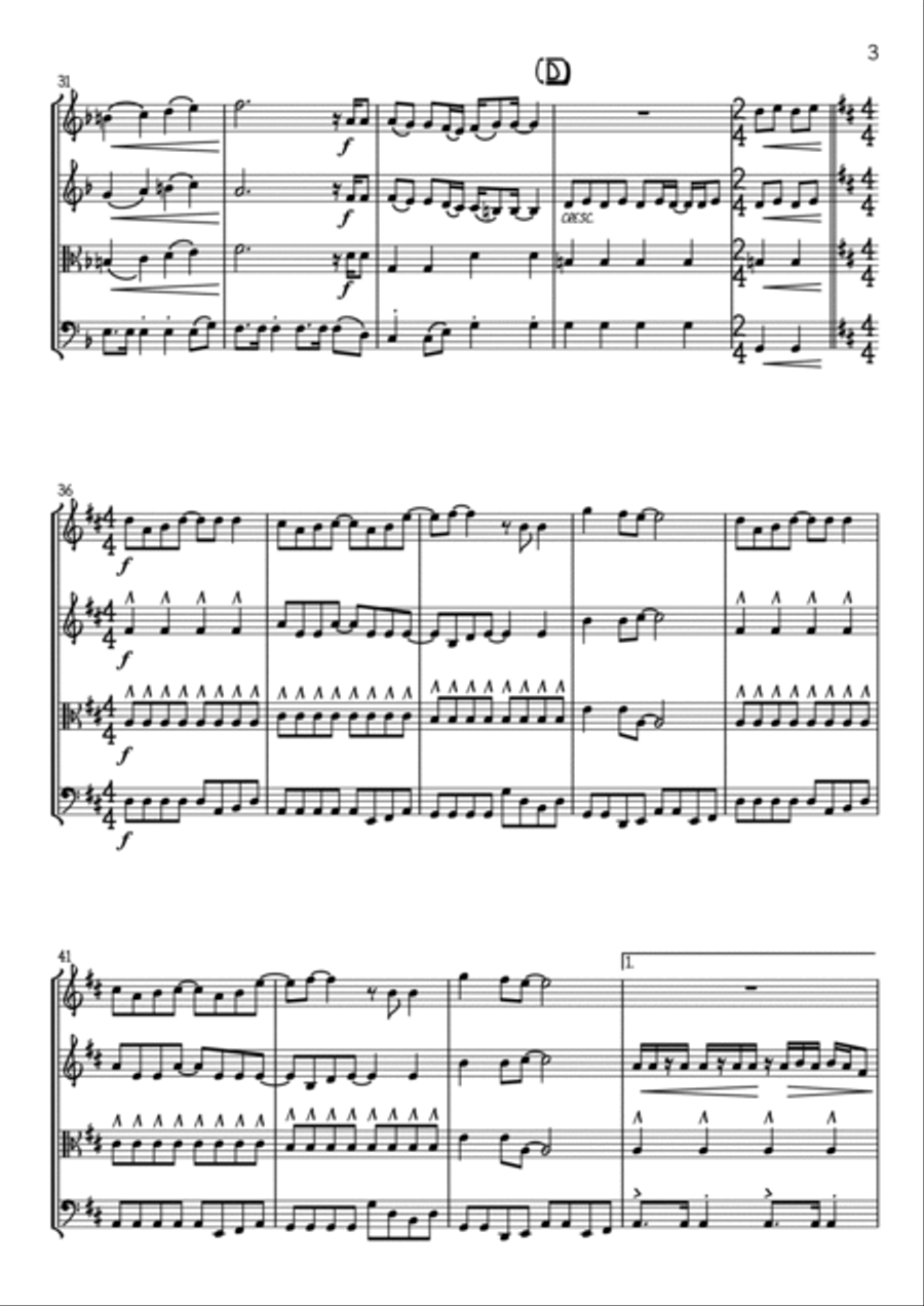 Come On Eileen String Quartet scores gallery preview page 3