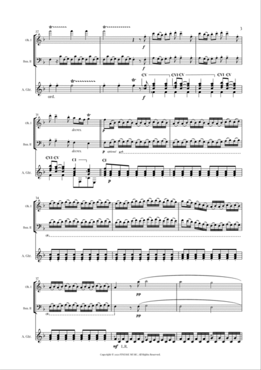 TRIO - Four Seasons Spring (Allegro) for OBOE, BASSOON and ACOUSTIC GUITAR - F Major Small Ensemble scores gallery preview page 5