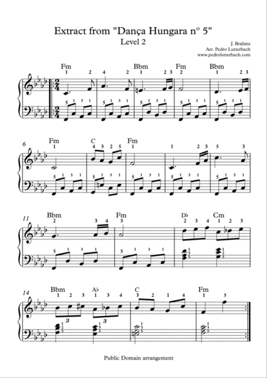 Hungarian Dance nº5 - Brahms Easy Piano scores gallery preview page 1