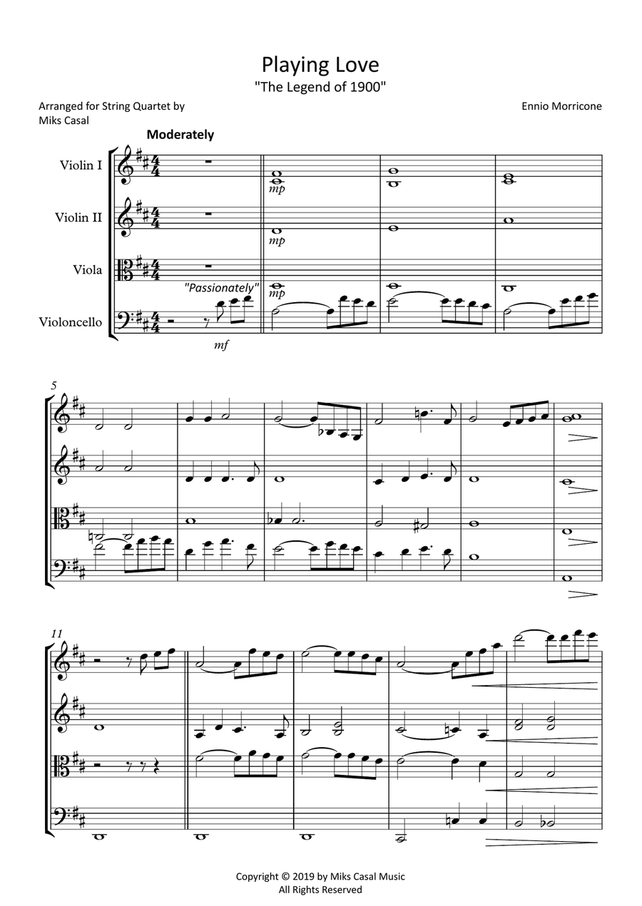 Playing Love String Quartet scores gallery preview page 1