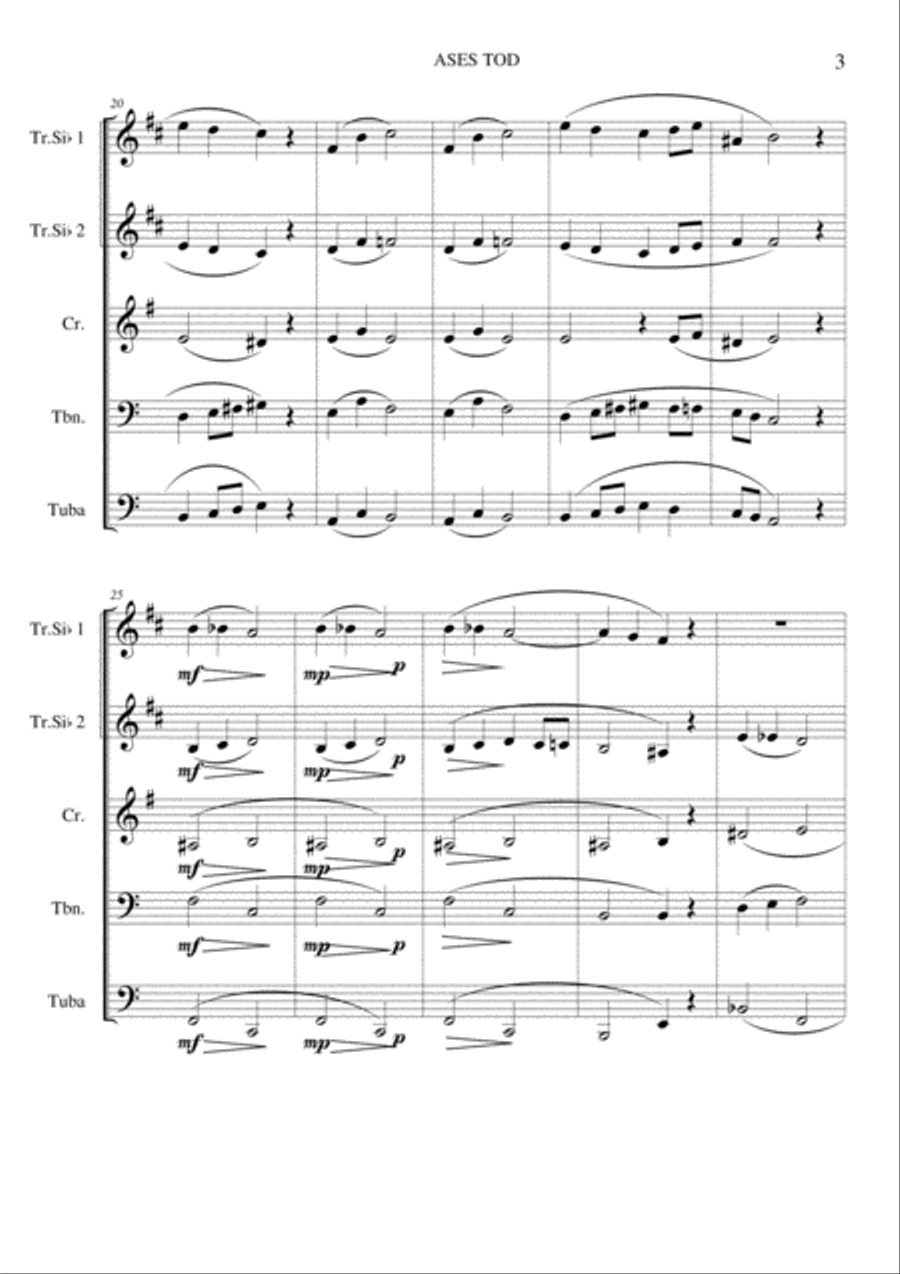 Ases Tod - for Brass Quintet Brass Quintet scores gallery preview page 3