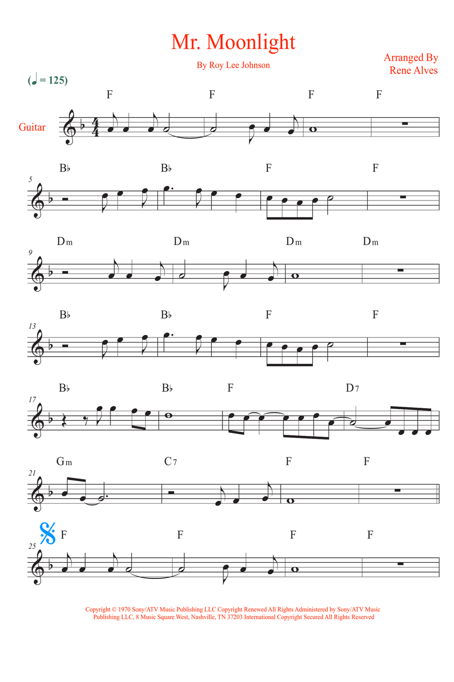 Mr. Moonlight Acoustic Guitar scores gallery preview page 1