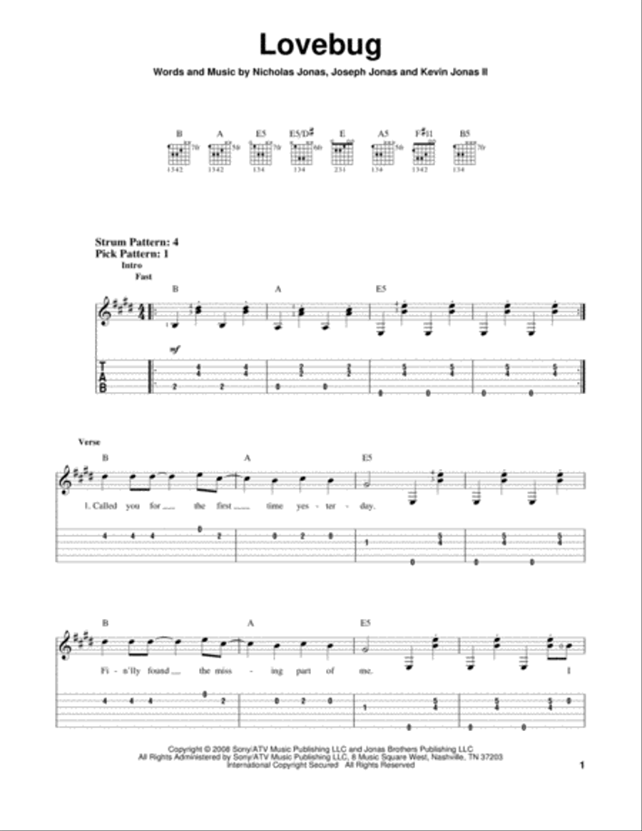 Lovebug Acoustic Guitar scores gallery preview page 1