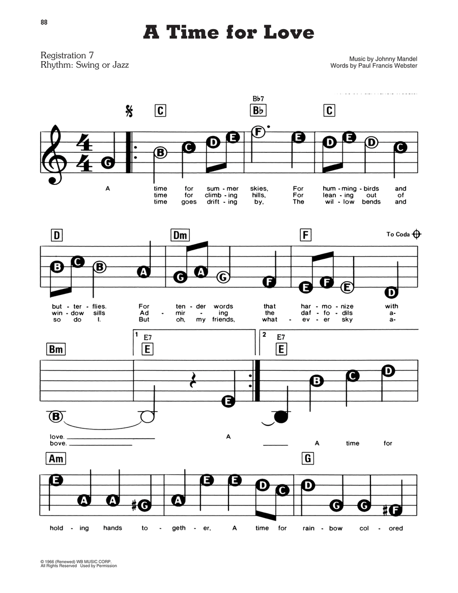 A Time For Love Electronic Keyboard scores gallery preview page 1