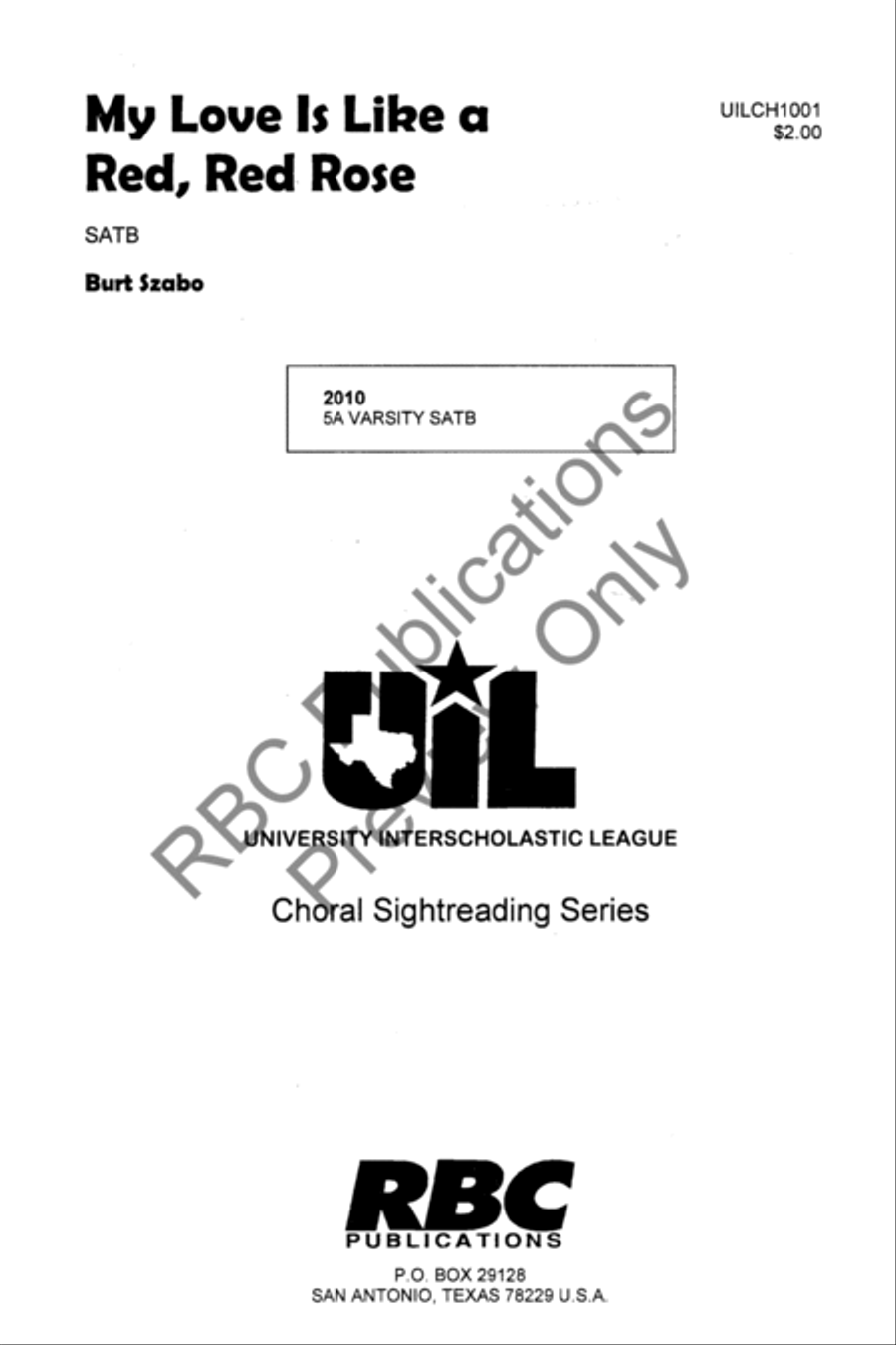 My Love Is Like A Red, Red Rose (SATB) 4-Part scores gallery preview page 2