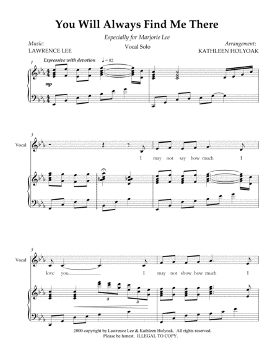 You Will Always Find Me There (Vocal) Tenor Voice scores gallery preview page 2