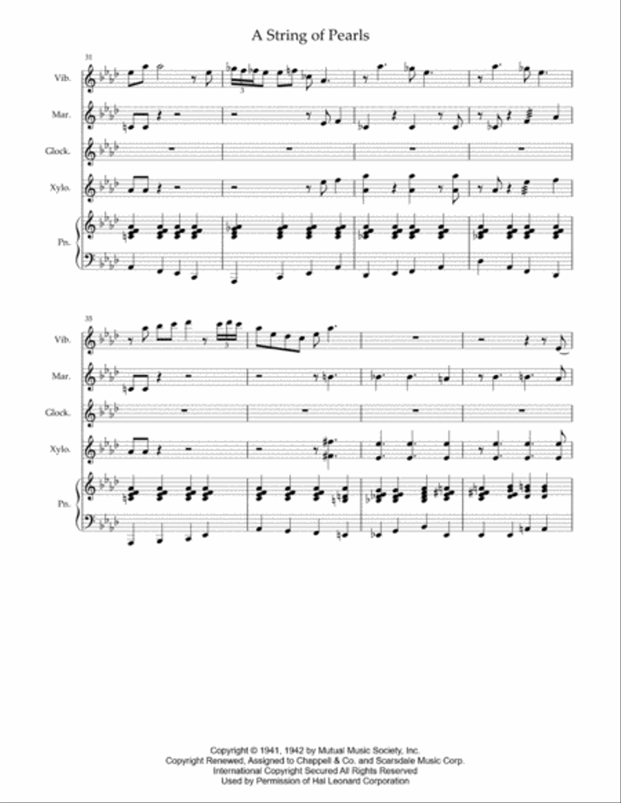 A String Of Pearls Percussion Ensemble scores gallery preview page 6