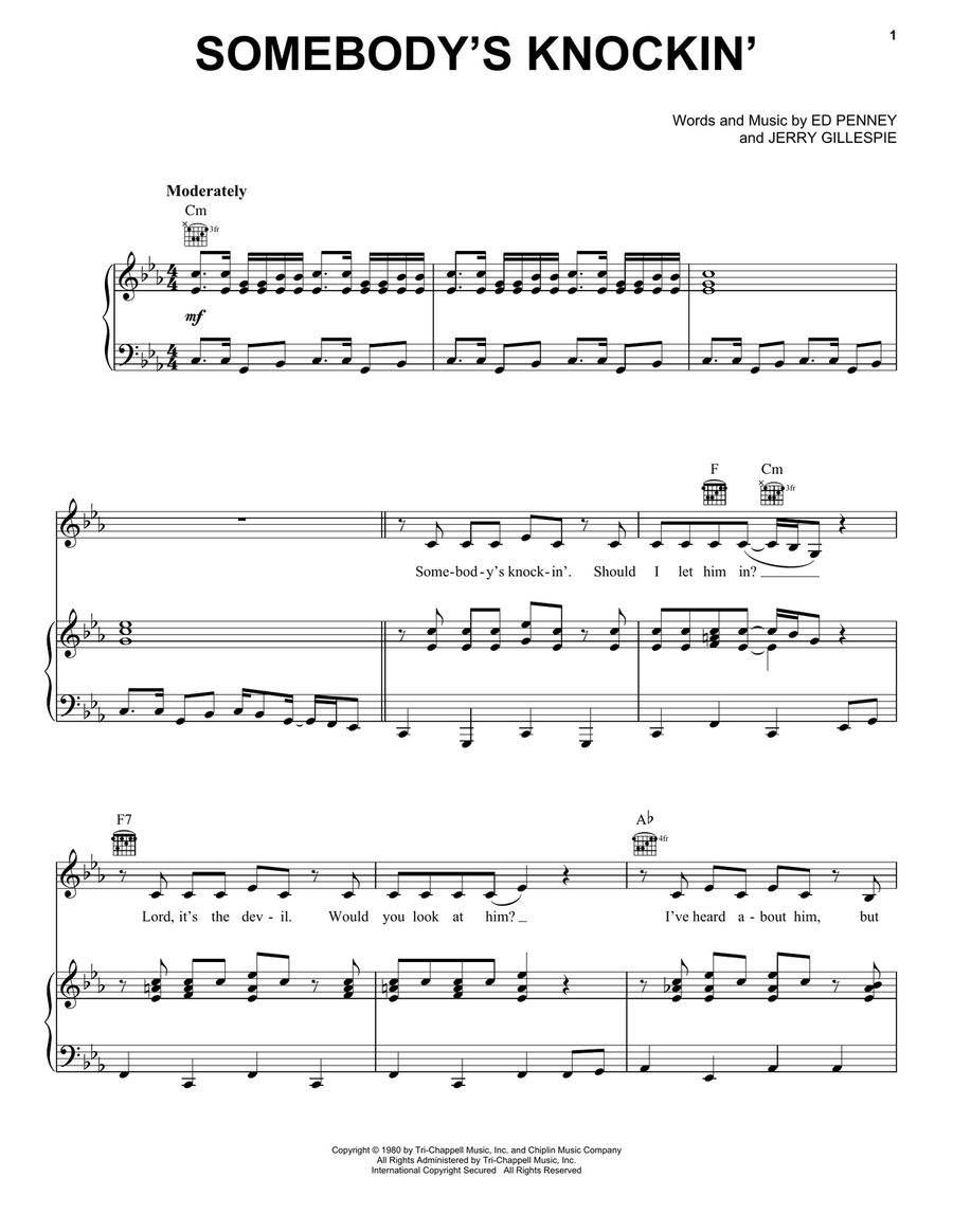 Somebody's Knockin' Somebody's Knockin' Piano, Vocal, Guitar scores gallery preview page 1