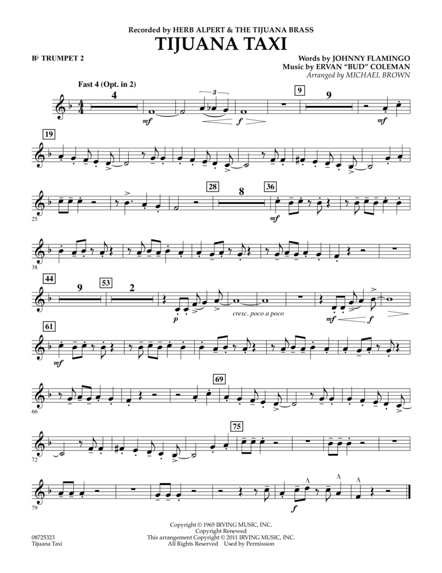 Tijuana Taxi - Bb Trumpet 2 Concert Band scores gallery preview page 1