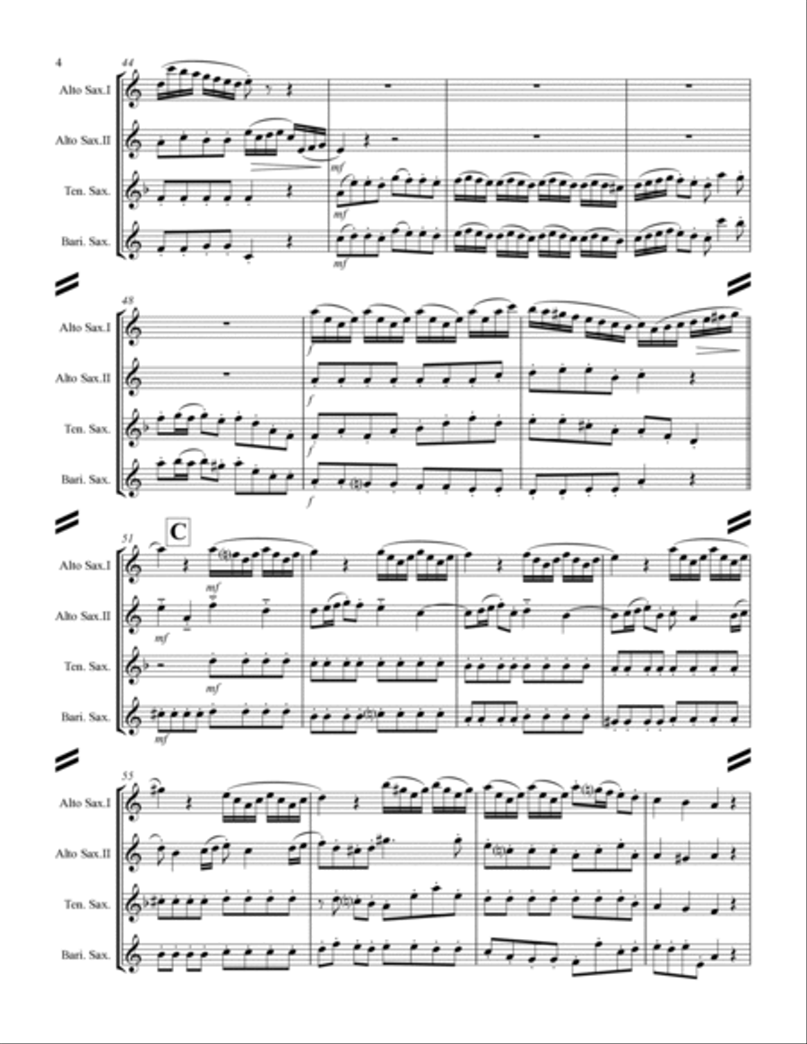 Arrival of the Queen of Sheba (for Saxophone Quartet AATB) Saxophone Quartet scores gallery preview page 5