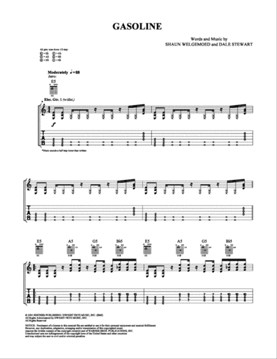Gasoline Gasoline Electric Guitar scores gallery preview page 1