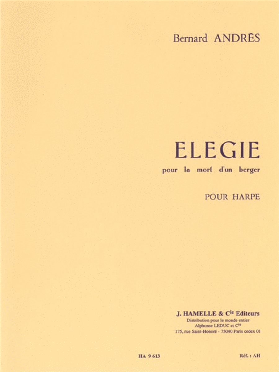 Elegie Pour La Mort D'un Berger (harp Solo) Harp scores gallery preview page 1