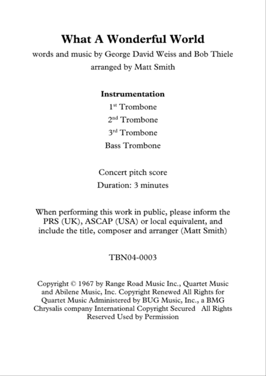 What A Wonderful World Brass Quartet scores gallery preview page 2