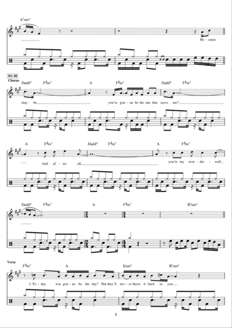 Wonderwall Wonderwall Drum Set scores gallery preview page 3