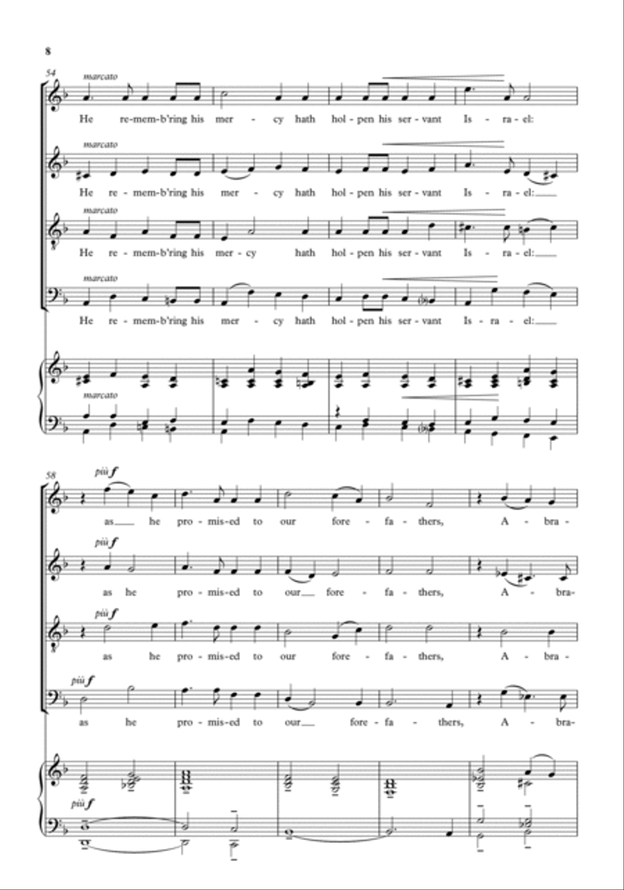 Evening Service in C minor, arranged for SATB (transposed to D minor) 4-Part scores gallery preview page 3