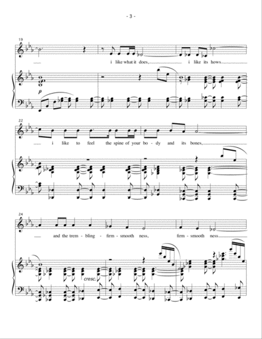 i like my body when it is with your body, for voice and piano Voice Solo scores gallery preview page 3