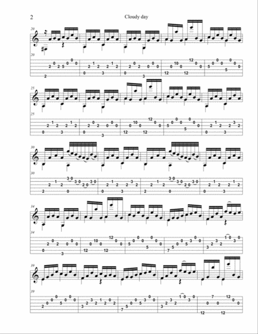 Cloudy Day Guitar Tablature scores gallery preview page 2