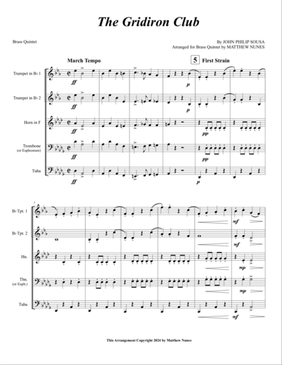 The Gridiron Club Brass Quintet scores gallery preview page 3