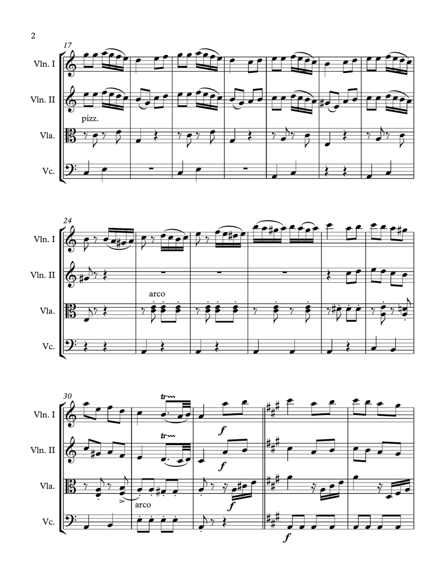 Mozart, Rondo Alla Turca - String Quartet String Quartet scores gallery preview page 2
