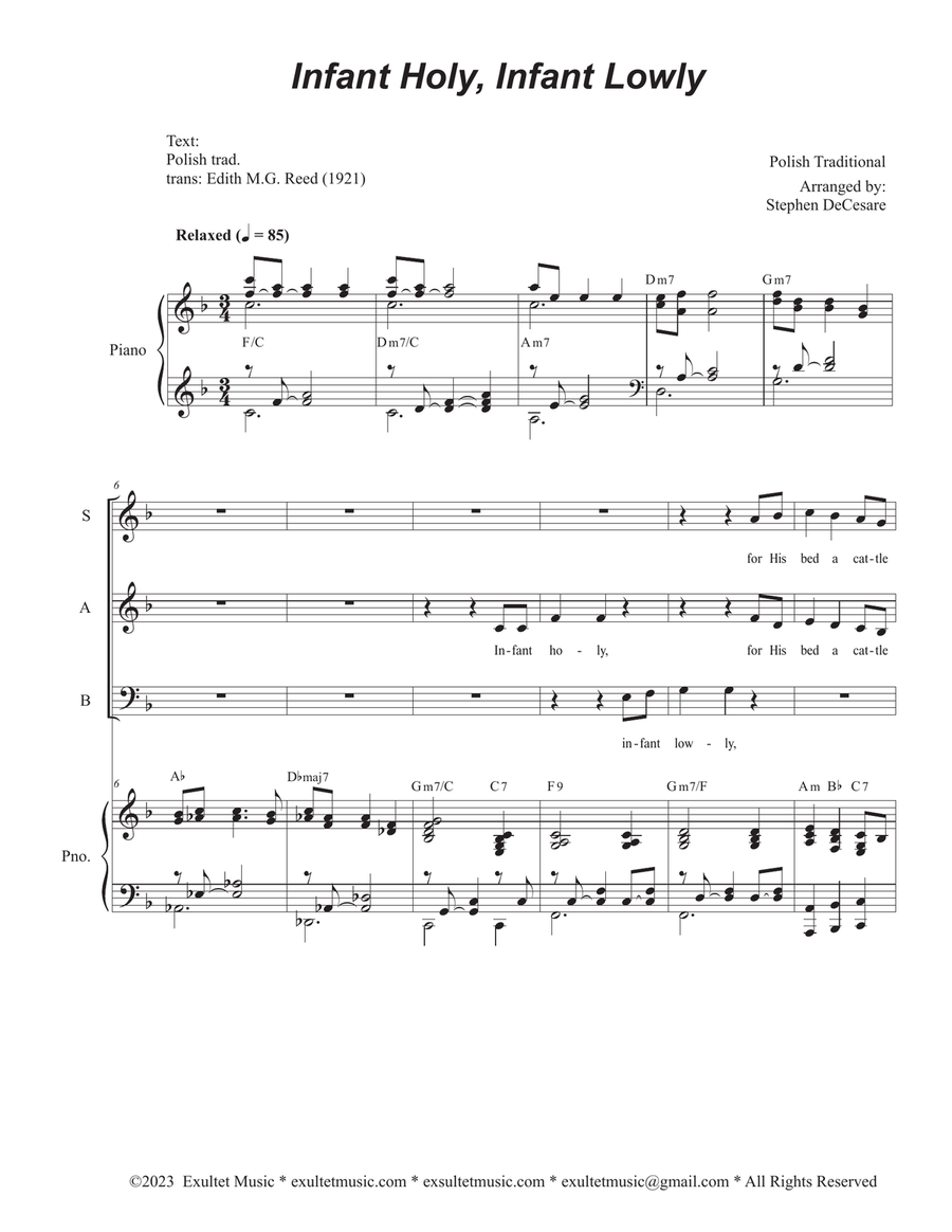 Infant Holy, Infant Lowly (Vocal Trio - (SAB) 3-Part scores gallery preview page 1