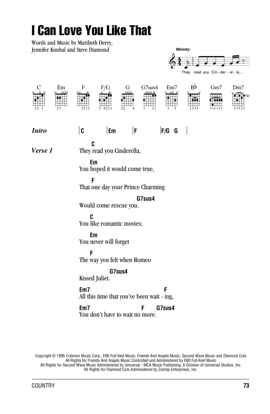 I Can Love You Like That Acoustic Guitar scores gallery preview page 1