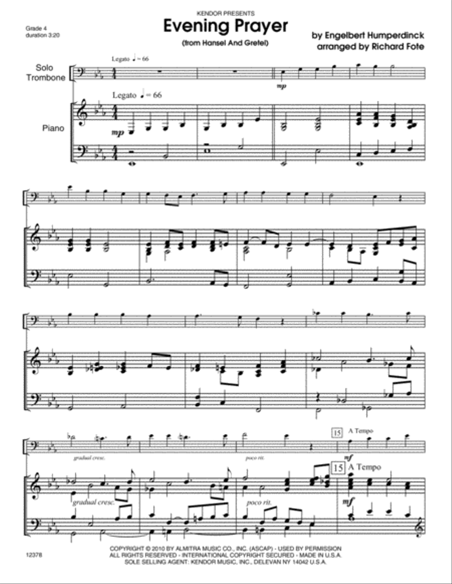 Evening Prayer (from Hansel And Gretel) Trombone scores gallery preview page 2