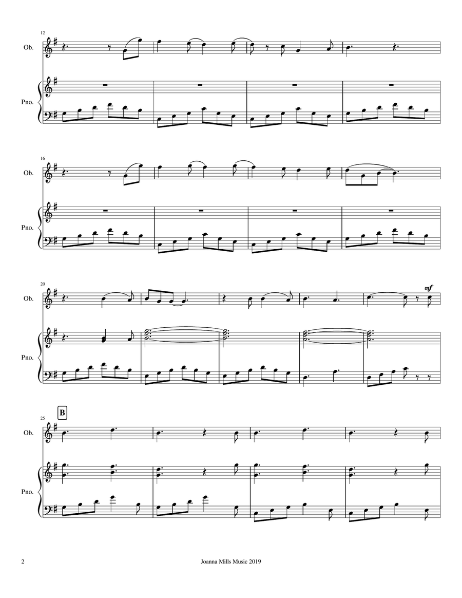 Autumn Days (Easy Oboe & Piano Duet) Piano Accompaniment scores gallery preview page 3