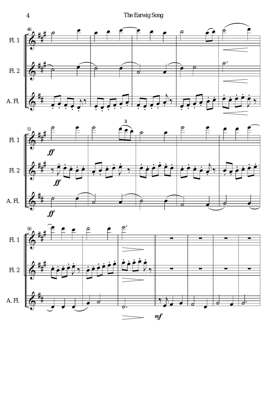 The Earwig song flute trio (SSA) SSA scores gallery preview page 4