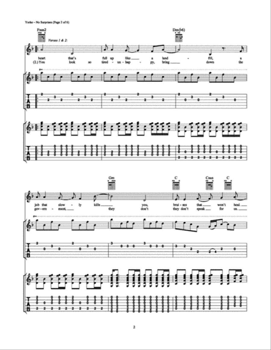 No Surprises Electric Guitar scores gallery preview page 2