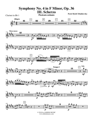 Book cover for ‪Tchaikovsky‬ Symphony No. 4, Movement III - Clarinet in Bb 1 (Transposed Part), Op. 36