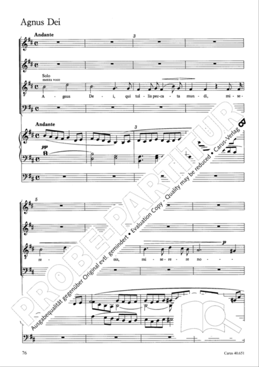 Mass in D Major (Missa in D) 4-Part scores gallery preview page 85