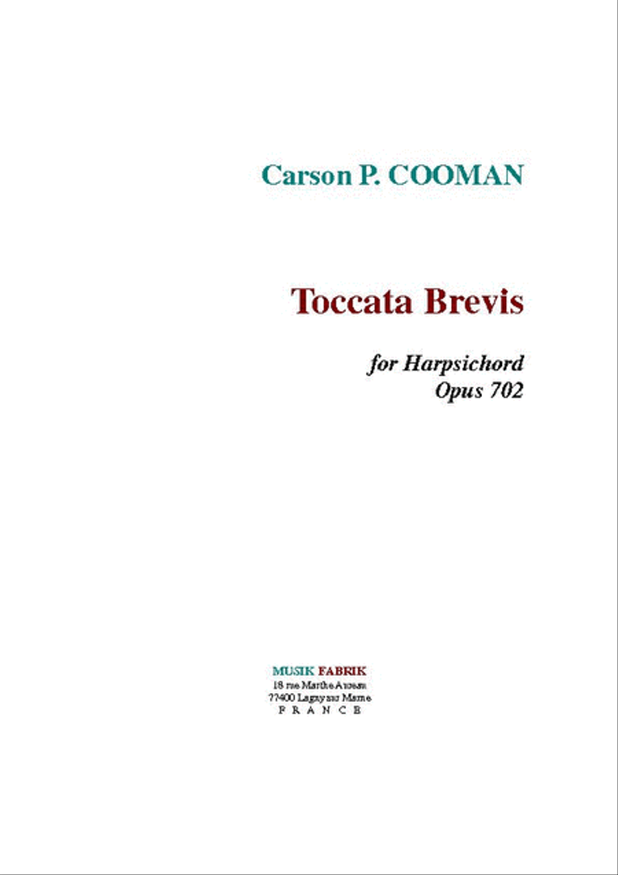 Toccata Brevis Harpsichord scores gallery preview page 1