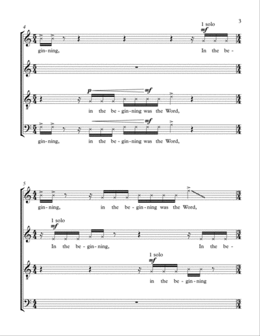 In The Beginning Was The Word 4-Part scores gallery preview page 5