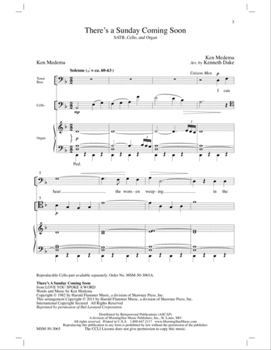 There's a Sunday Coming Soon (Downloadable Choral Score)