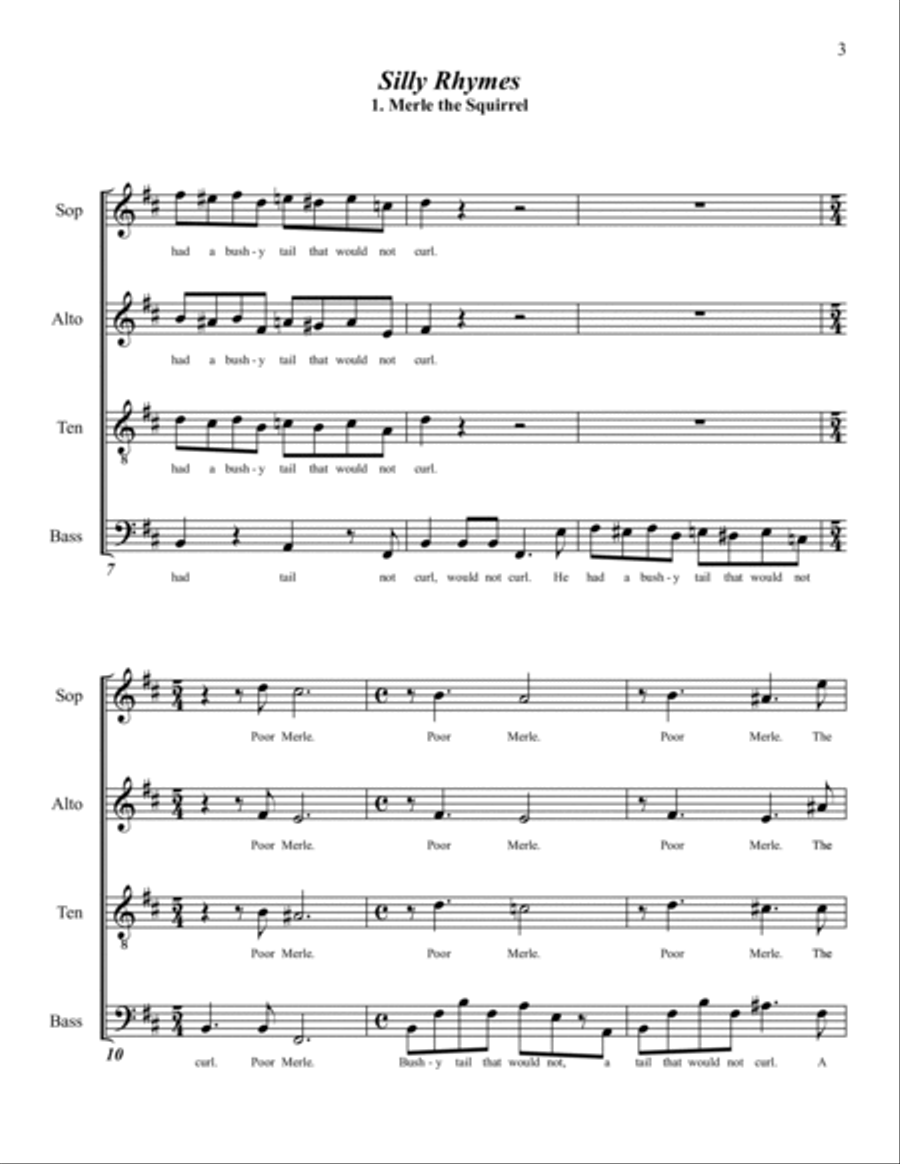 Silly Rhymes (SATB) image number null