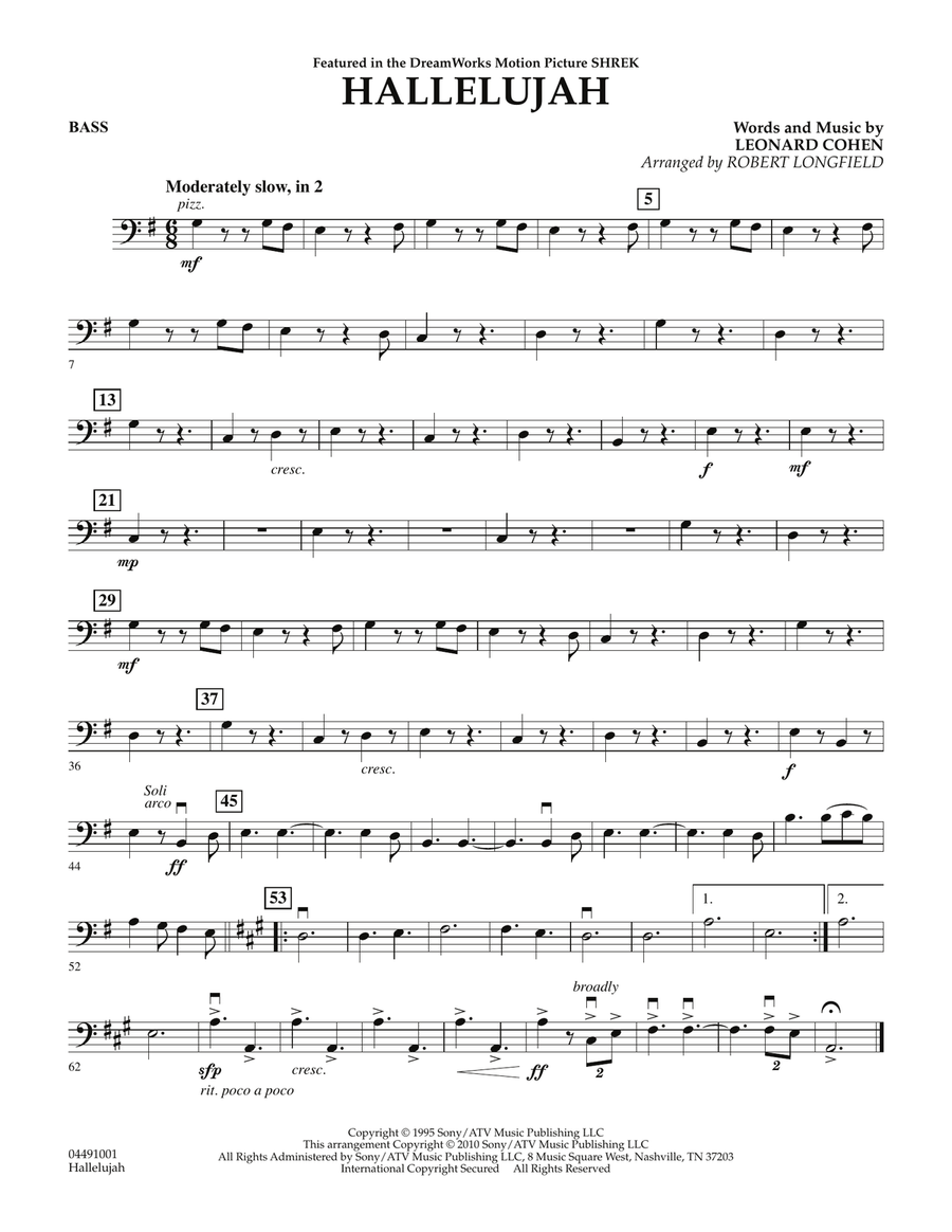 Hallelujah - Bass Orchestra scores gallery preview page 1