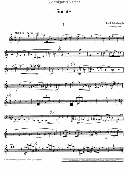 Sonata (1939) by Paul Hindemith Trumpet Solo - Sheet Music