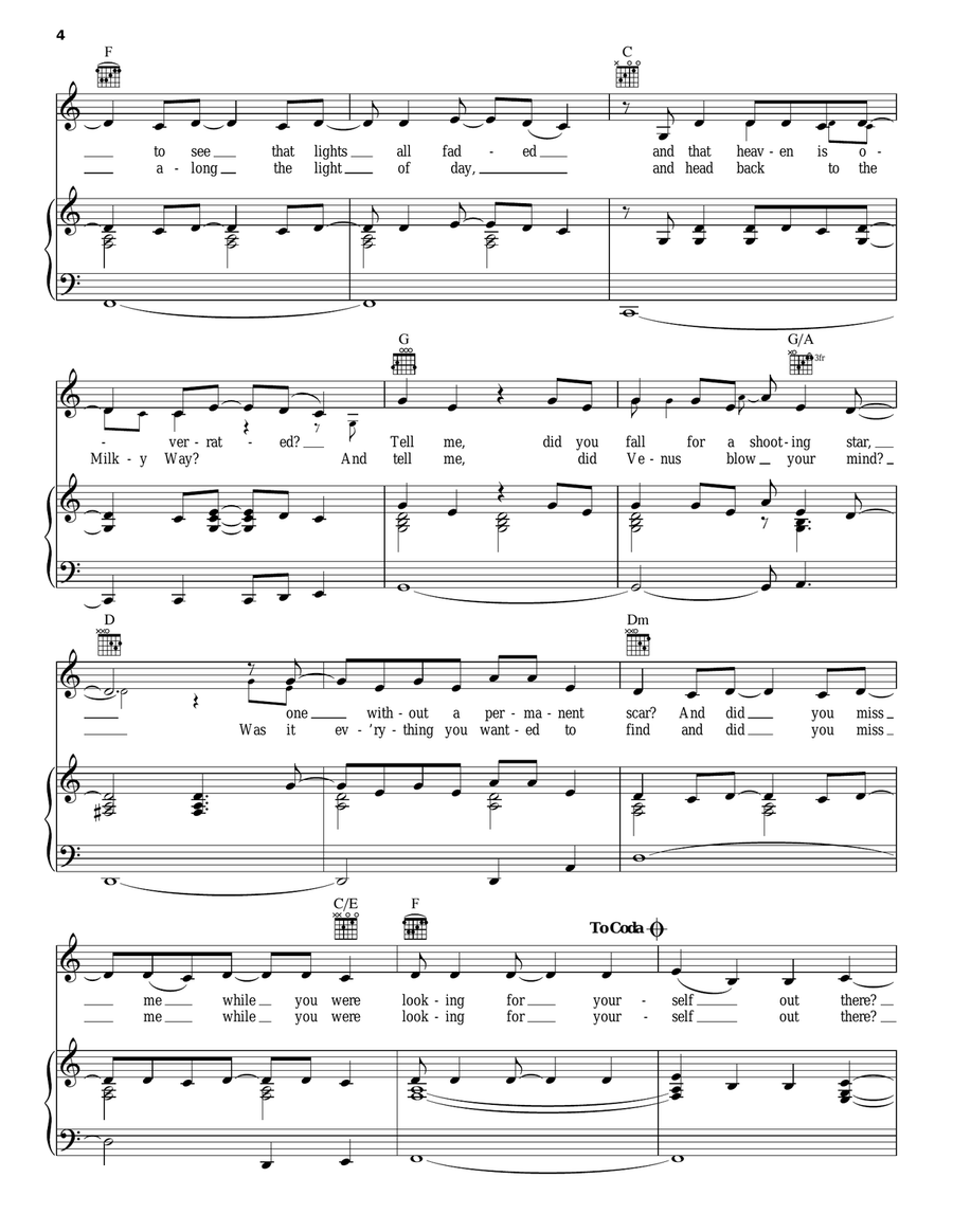 Drops Of Jupiter (Tell Me) Piano, Vocal, Guitar scores gallery preview page 4