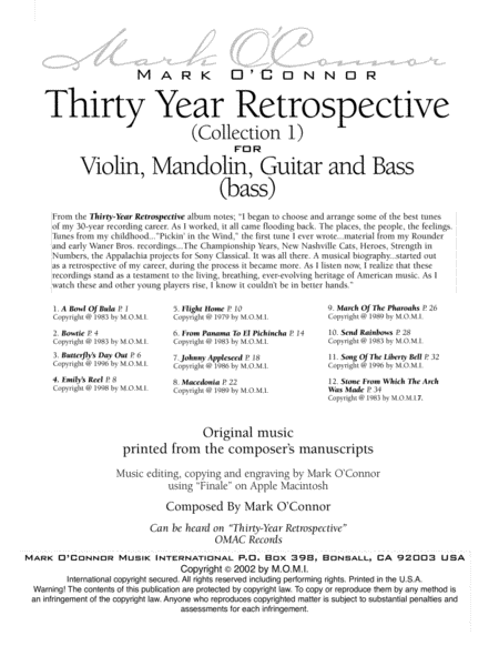 Thirty-Year Retrospective Collection (Bass Part – violin, mandolin, guitar, bass) image number null