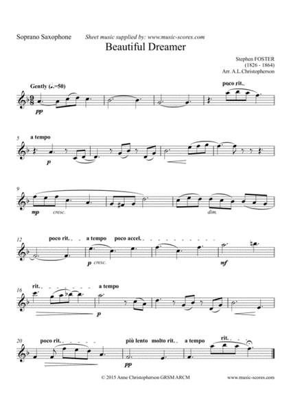 Beautiful Dreamer - Sax Quartet by Stephen Foster Woodwind Quartet - Digital Sheet Music