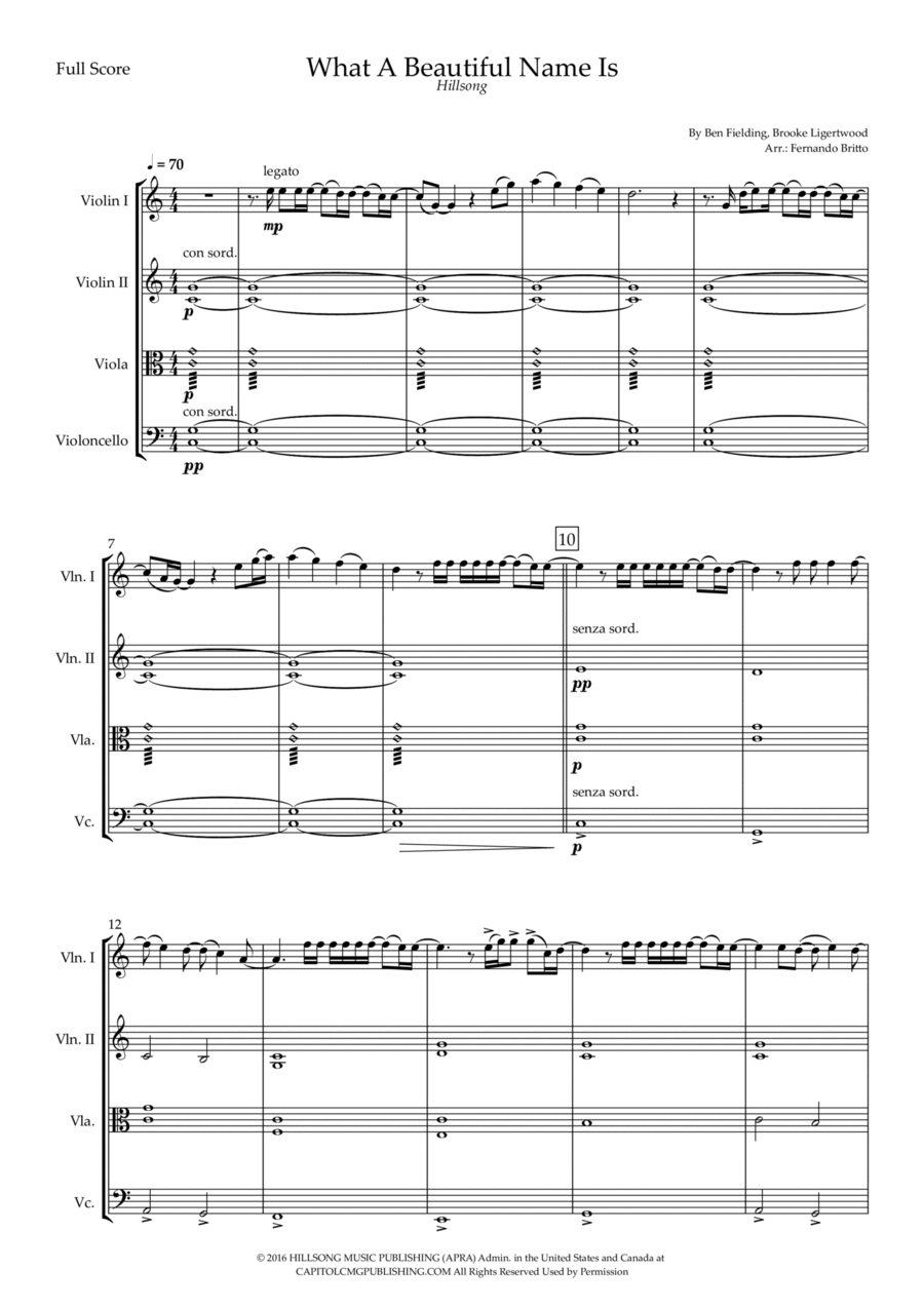 What A Beautiful Name String Quartet scores gallery preview page 1