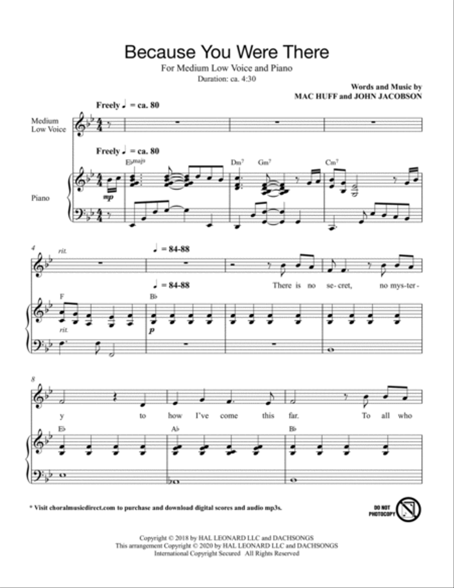 Because You Were There (Medium Low Voice) (includes Audio) Choir scores gallery preview page 2
