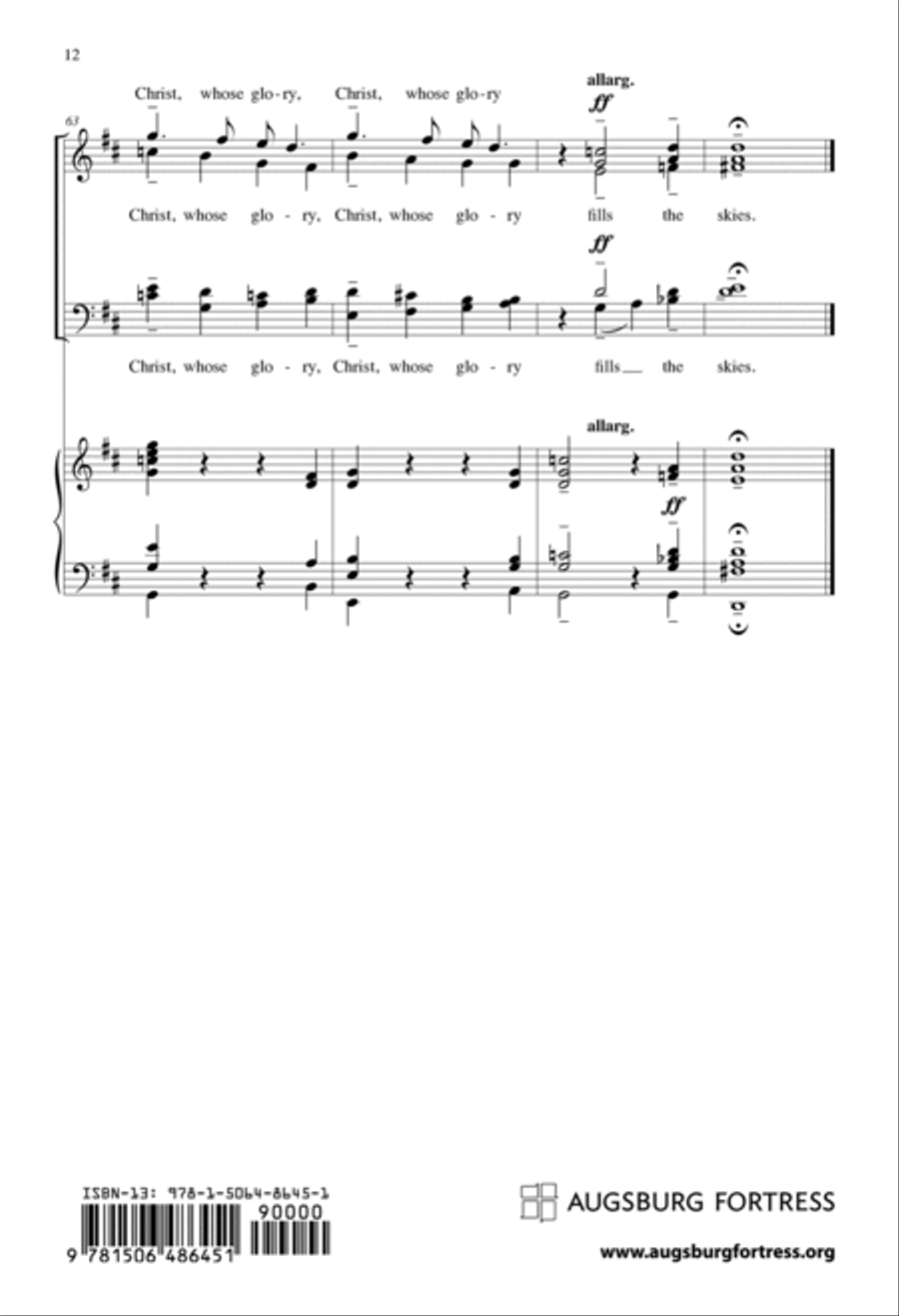 Christ, Whose Glory Fills the Skies 4-Part scores gallery preview page 7